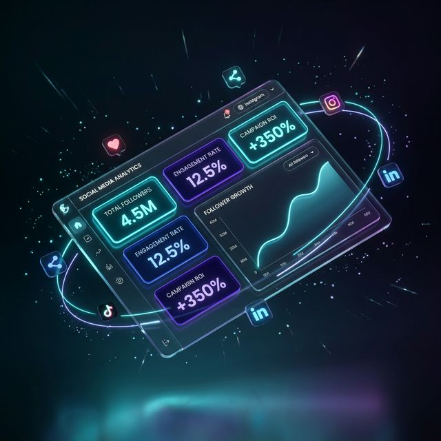 Unified social dashboard showing metrics